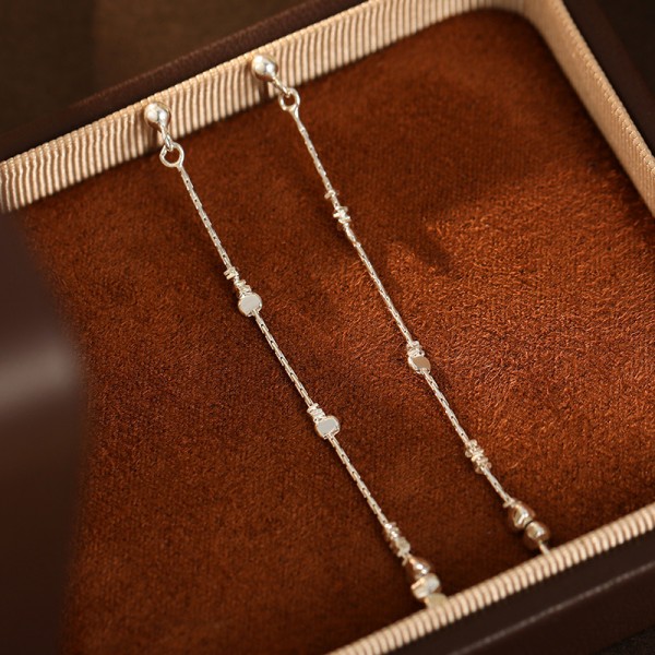 925 Sterling Silver Earring Long Line Tassel