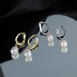 925 Sterling Silver Earring Irregular Pearl