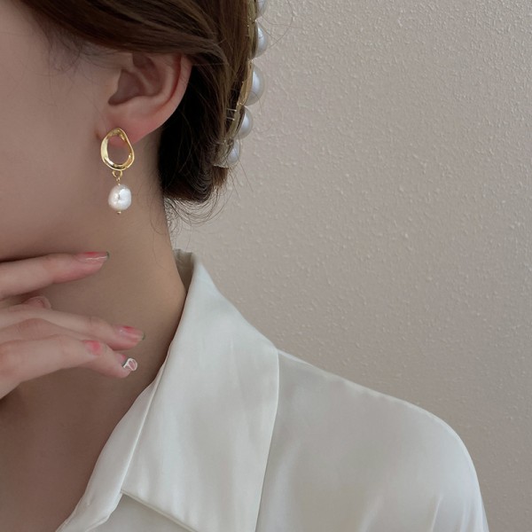 925 Sterling Silver Earring Irregular Pearl