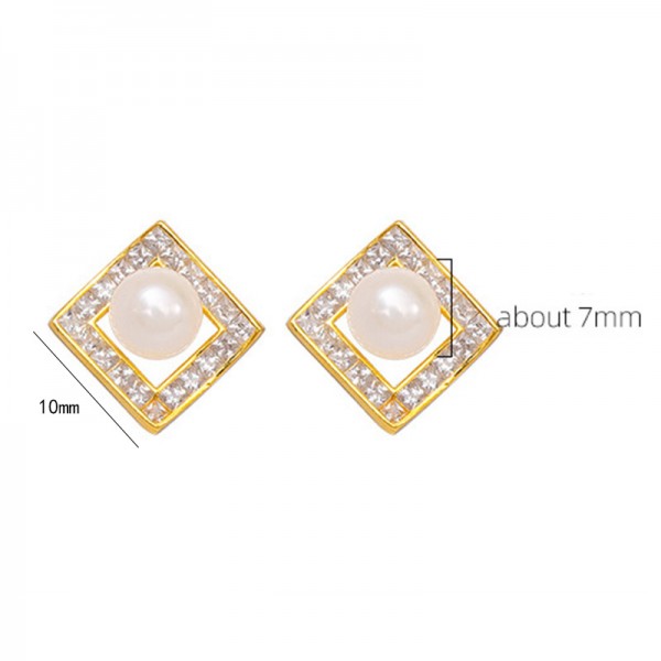 925 Sterling Silver Earring Square Pearl Earrings