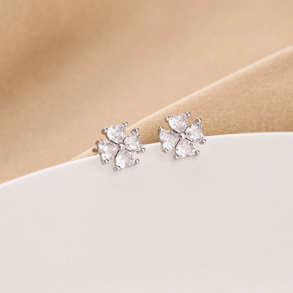 925 Sterling Silver Earring Love Zircon Earrings