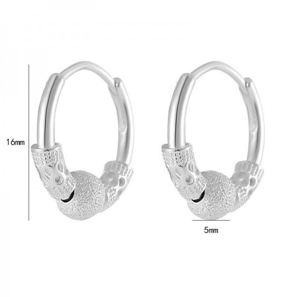 925 Sterling Silver Earring Frosted Bead Earrings