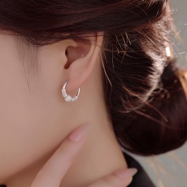 925 Sterling Silver Earring Frosted Bead Earrings