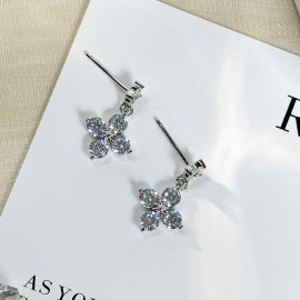 925 Sterling Silver Earring Four-Leaf Clover Earri...