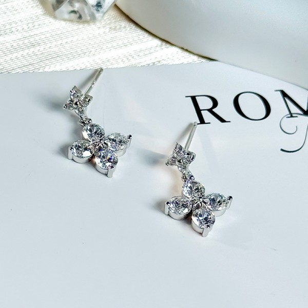 925 Sterling Silver Earring Four-Leaf Clover Earrings