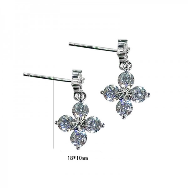 925 Sterling Silver Earring Four-Leaf Clover Earrings