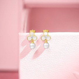 925 Sterling Silver Earring Clover Pearl earrings