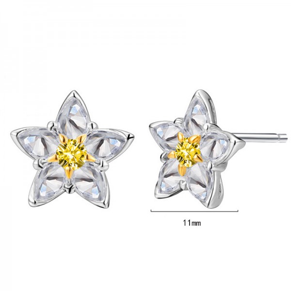 925 Sterling Silver Earring Petal Zircon Earrings