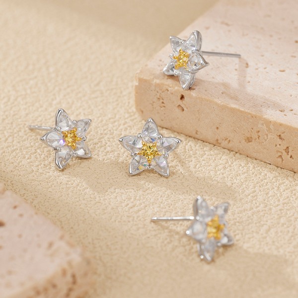 925 Sterling Silver Earring Petal Zircon Earrings