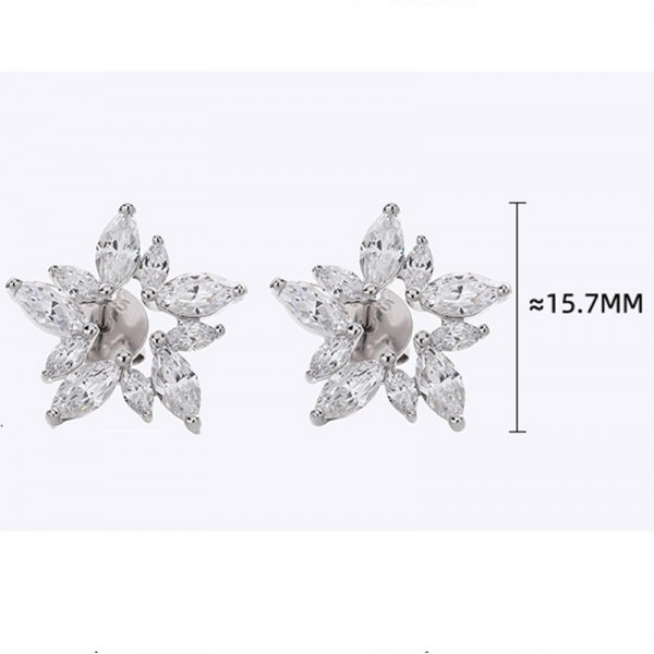 925 Sterling Silver Earring Pentagonal Zircon Earrings