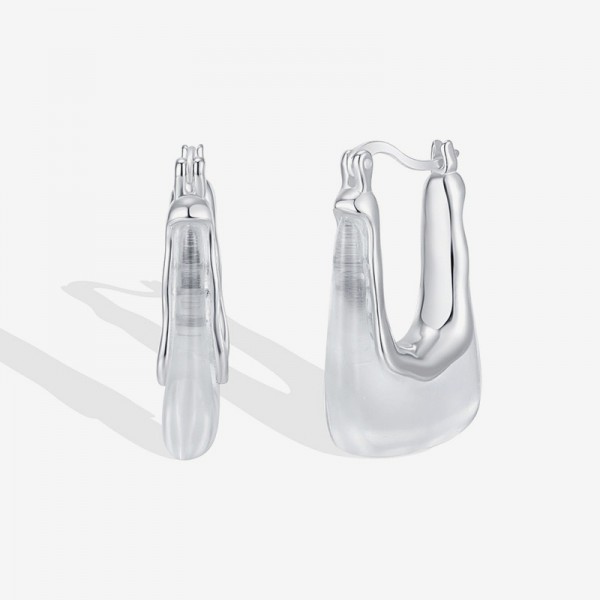 925 Sterling Silver Earring Transparent Handbag Earrings