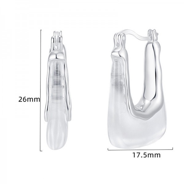 925 Sterling Silver Earring Transparent Handbag Earrings