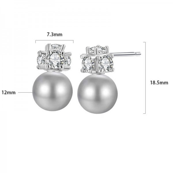 925 Sterling Silver Earring Pearl Zircon Lantern Earrings