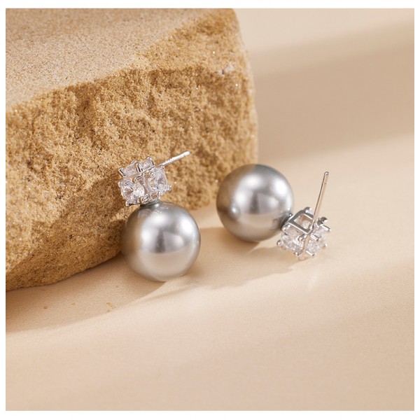 925 Sterling Silver Earring Pearl Zircon Lantern Earrings