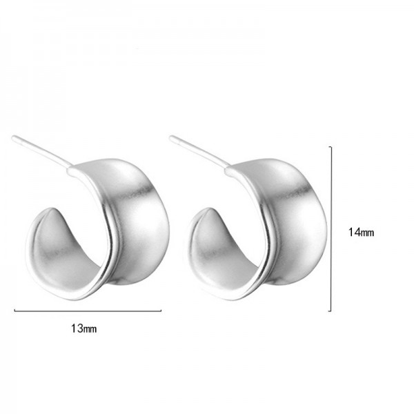 925 Sterling Silver Earring Bright Curved Earrings