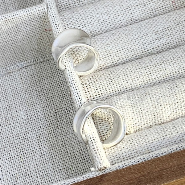 925 Sterling Silver Earring Bright Curved Earrings