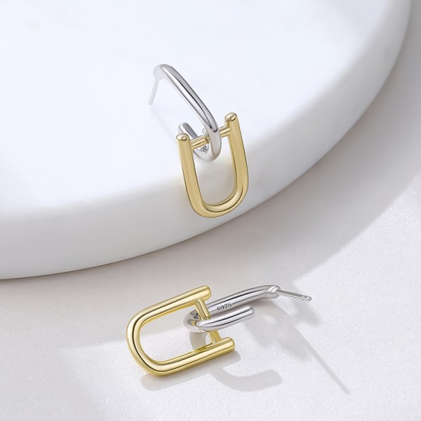 925 Sterling Silver Earring Line Pendant Earrings
