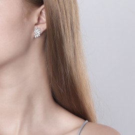 925 Sterling Silver Earring Zircon Ice Crystal Ear...