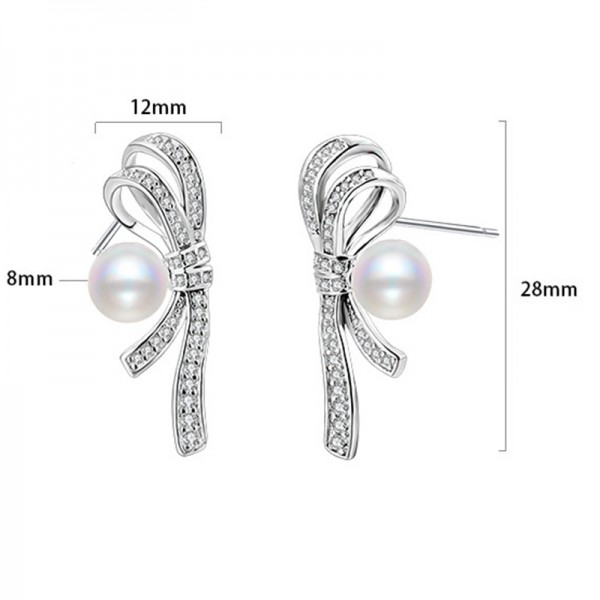 925 Sterling Silver Earring Butterfly Knot Pearl Earrings