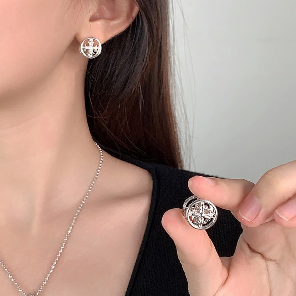 925 Sterling Silver Earring Cross Zircon Earrings