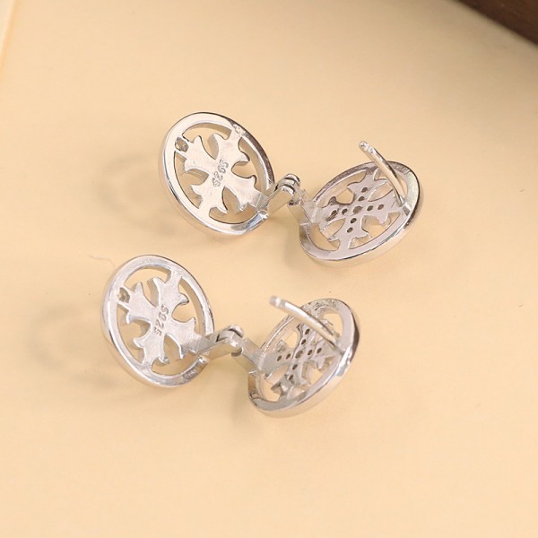 925 Sterling Silver Earring Cross Zircon Earrings