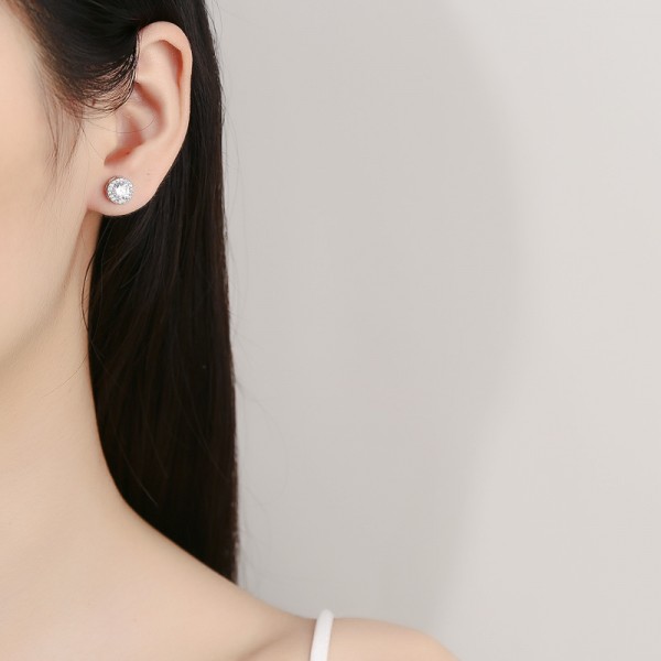 Sterling Silver Cubic Zirconia Stud Earrings