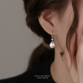 999 Fine Silver Pearl Stud Earrings