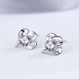 Fine Silver Heart Stud Earrings