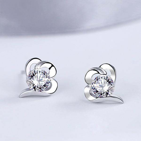 Fine Silver Heart Stud Earrings
