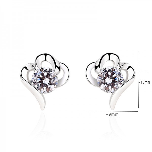 Fine Silver Heart Stud Earrings