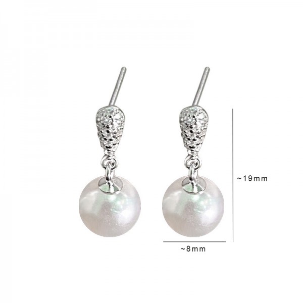 Sterling Silver Teardrop Pearl Stud Earrings