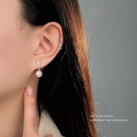 Sterling Silver Teardrop Pearl Stud Earrings
