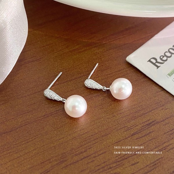 Sterling Silver Teardrop Pearl Stud Earrings