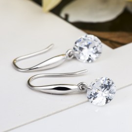 Sterling Silver Star Earrings with Crystal Accents