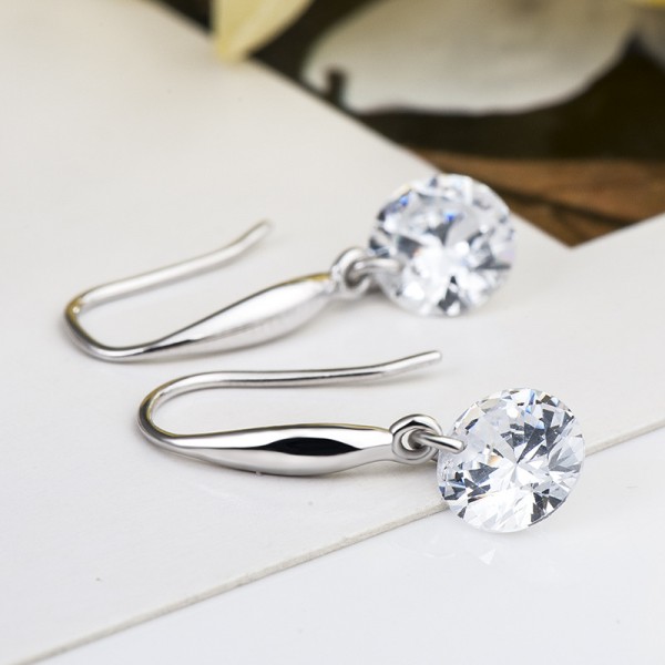 Sterling Silver Star Earrings with Crystal Accents