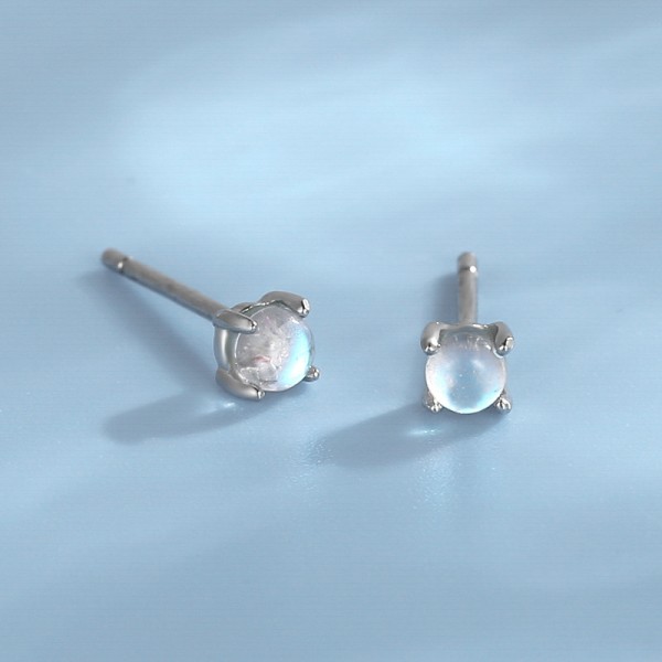 S925 Sterling Silver Moonstone Stud Earrings