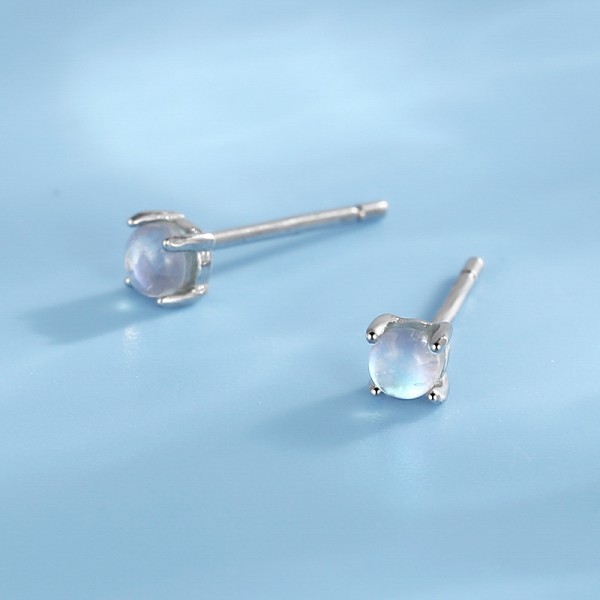 S925 Sterling Silver Moonstone Stud Earrings