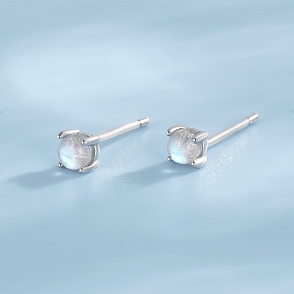 S925 Sterling Silver Moonstone Stud Earrings
