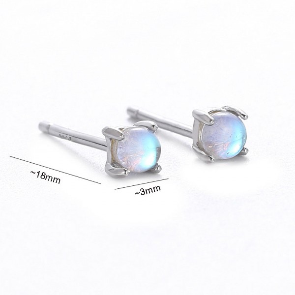 S925 Sterling Silver Moonstone Stud Earrings