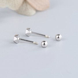 S925 Sterling Silver Small Polished Ball Stud Earr...