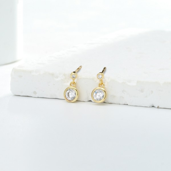 S925 Sterling Silver Minimalist Double Diamond Earrings