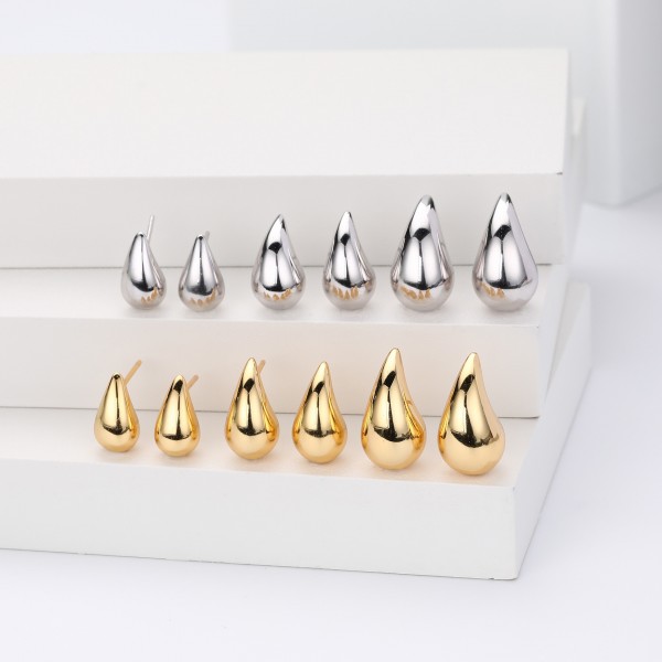S925 Sterling Silver Teardrop Stud Earrings