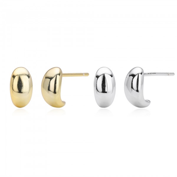 S925 Sterling Silver Smooth Moon Stud Earrings