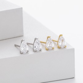 S925 Sterling Silver Teardrop Earrings with Cubic ...