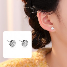 S925 Sterling Silver Rhombus-shaped Vintage Oxidiz...