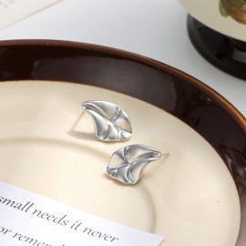 S925 Sterling Silver Irregular Wrinkle Texture Ear...