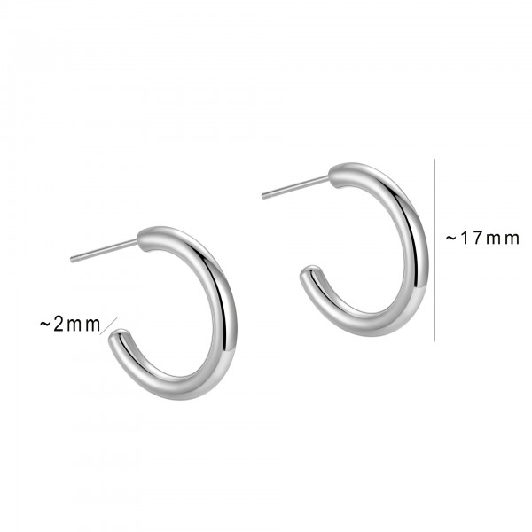S925 Sterling Silver Oval C-Shaped Earrings