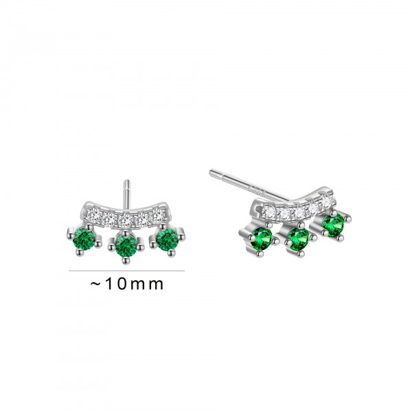 S925 Sterling Silver Emerald Green Zircon Earrings