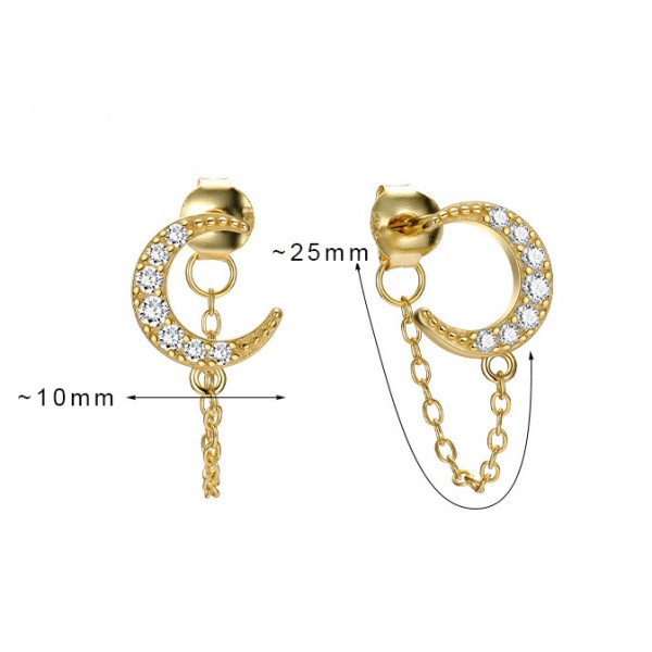 S925 Sterling Silver Moon Fringe Earrings