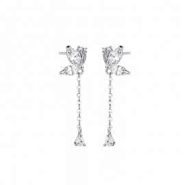 S925 Sterling Silver Butterfly Earrings with Long ...